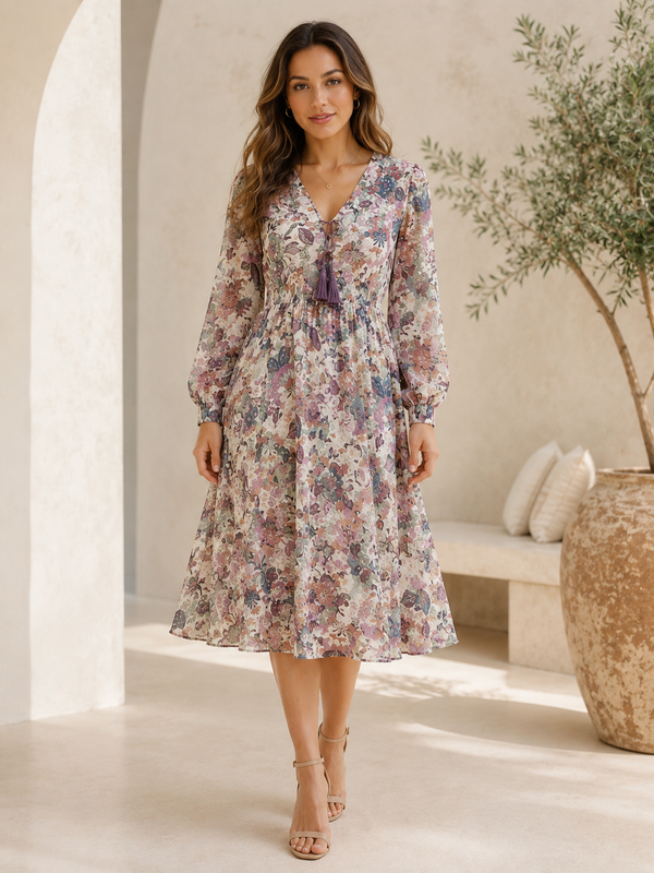 LS Meadow Bloom Tassel Midi Dress