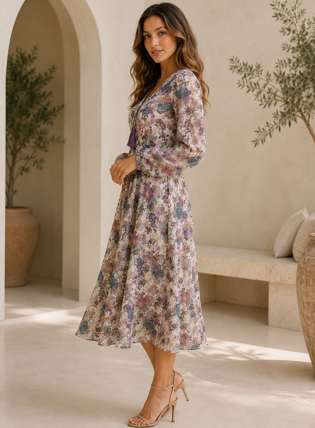 LS Meadow Bloom Tassel Midi Dress