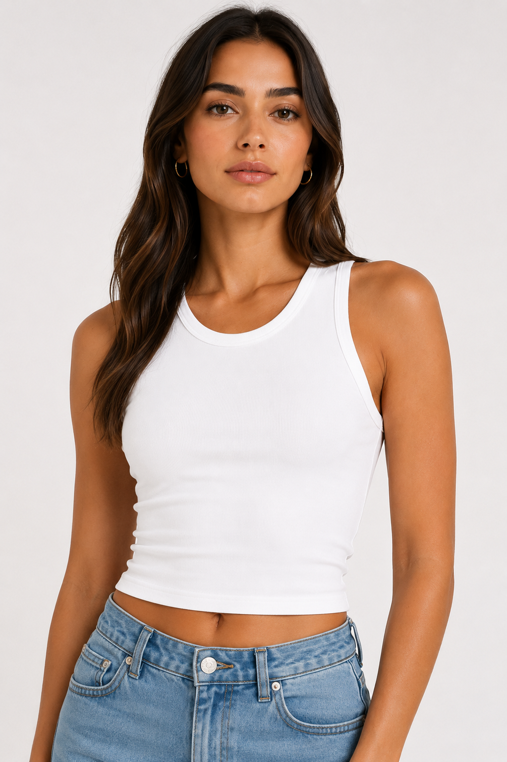LS The Essential Rib Tank Top White