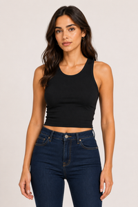 LS The Essential Rib Tank Top Black