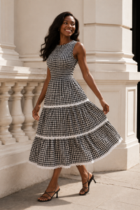 LS Monaco Gingham Midi Dress
