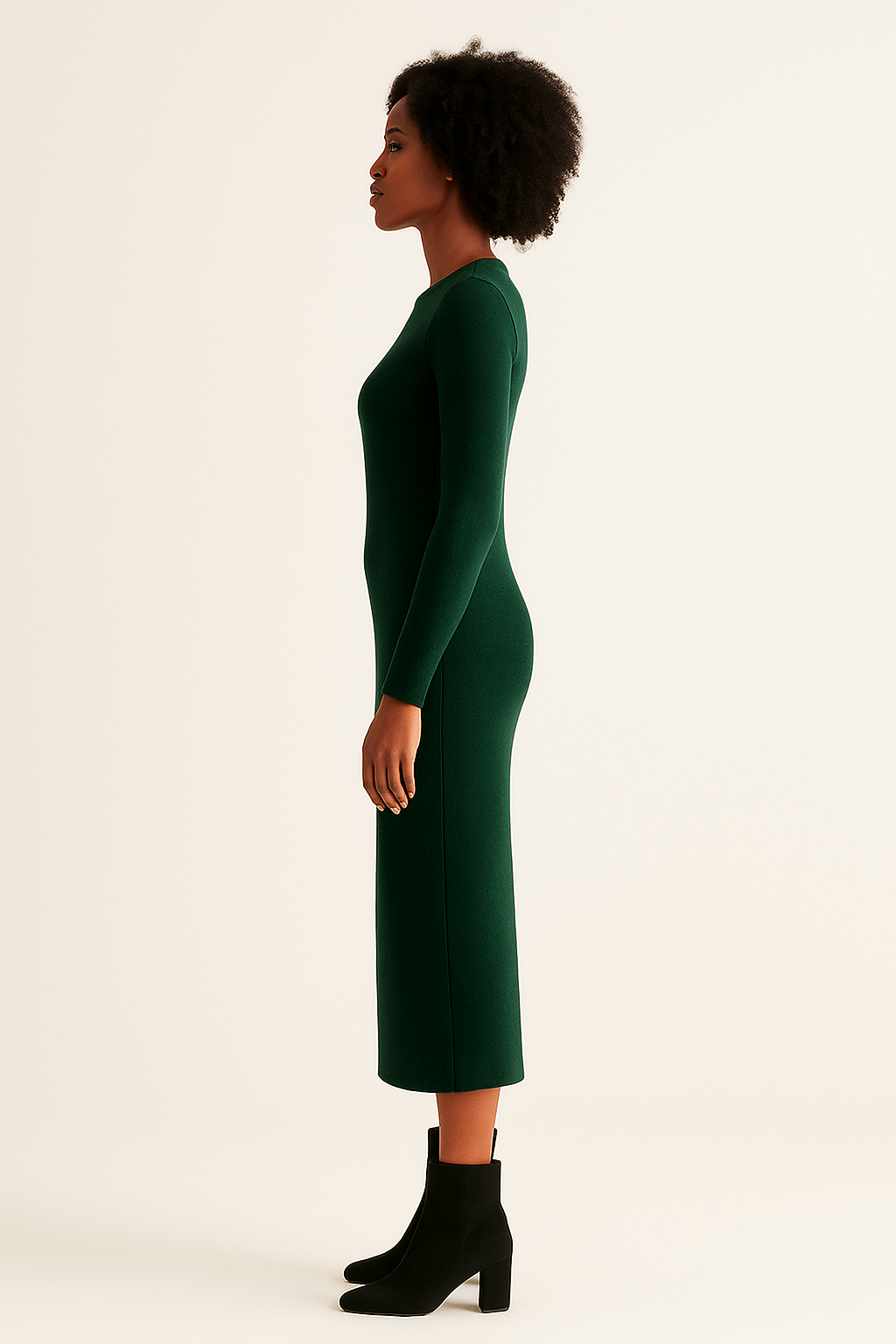 Forest Green Knit Midi Dress