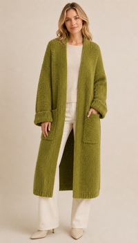 LS Olive Grove Chunky Knit Longline Cardigan
