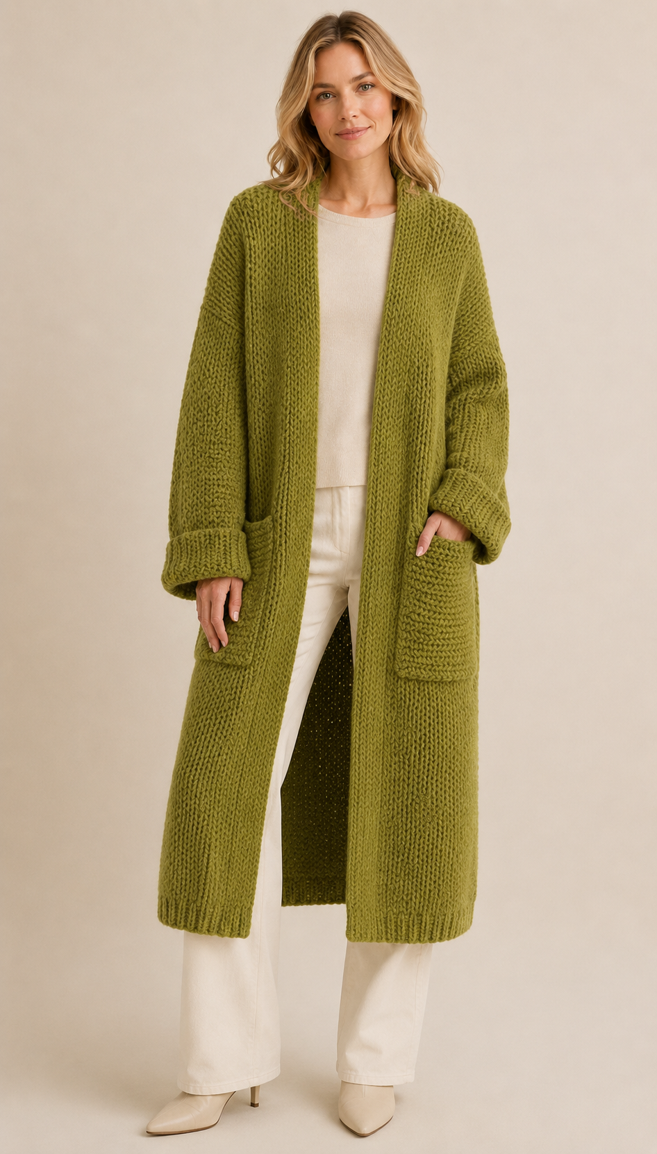 LS Olive Grove Chunky Knit Longline Cardigan