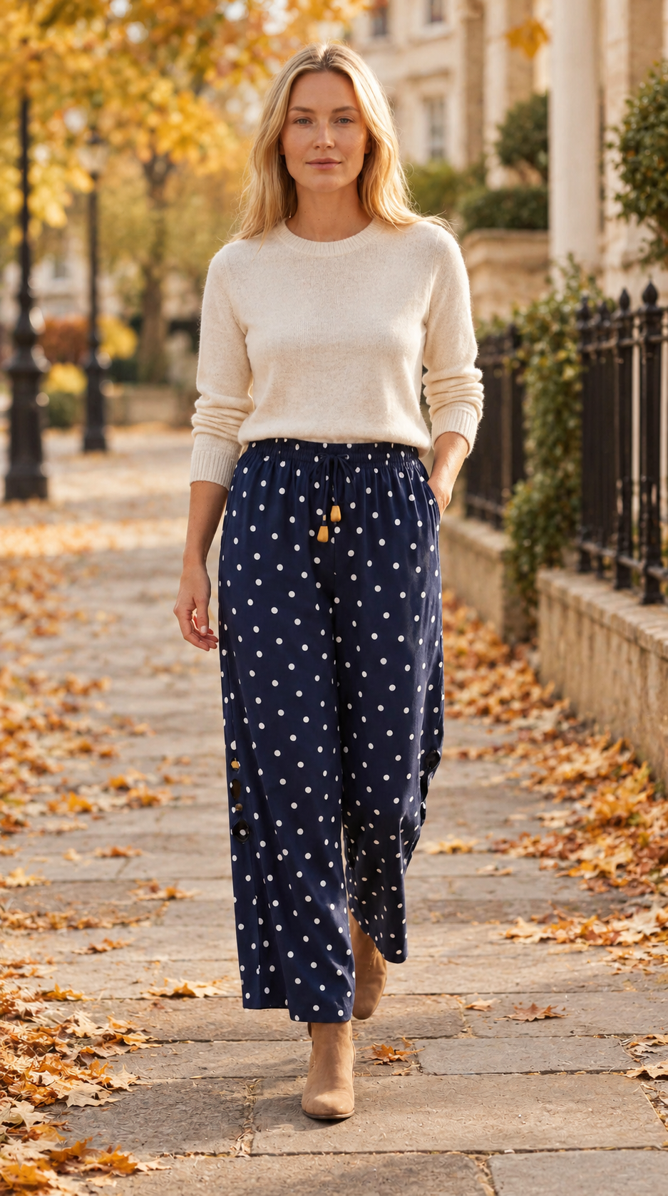 LS Midnight Polka Dot Wide Leg Trousers