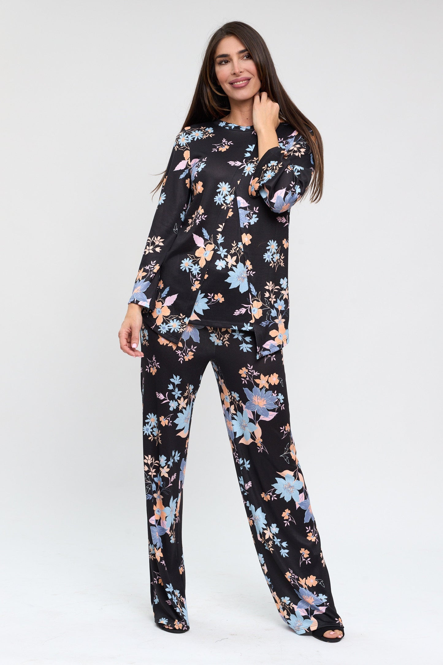 Conjunto de pantalón y jersey corte cruzado delantero japonés