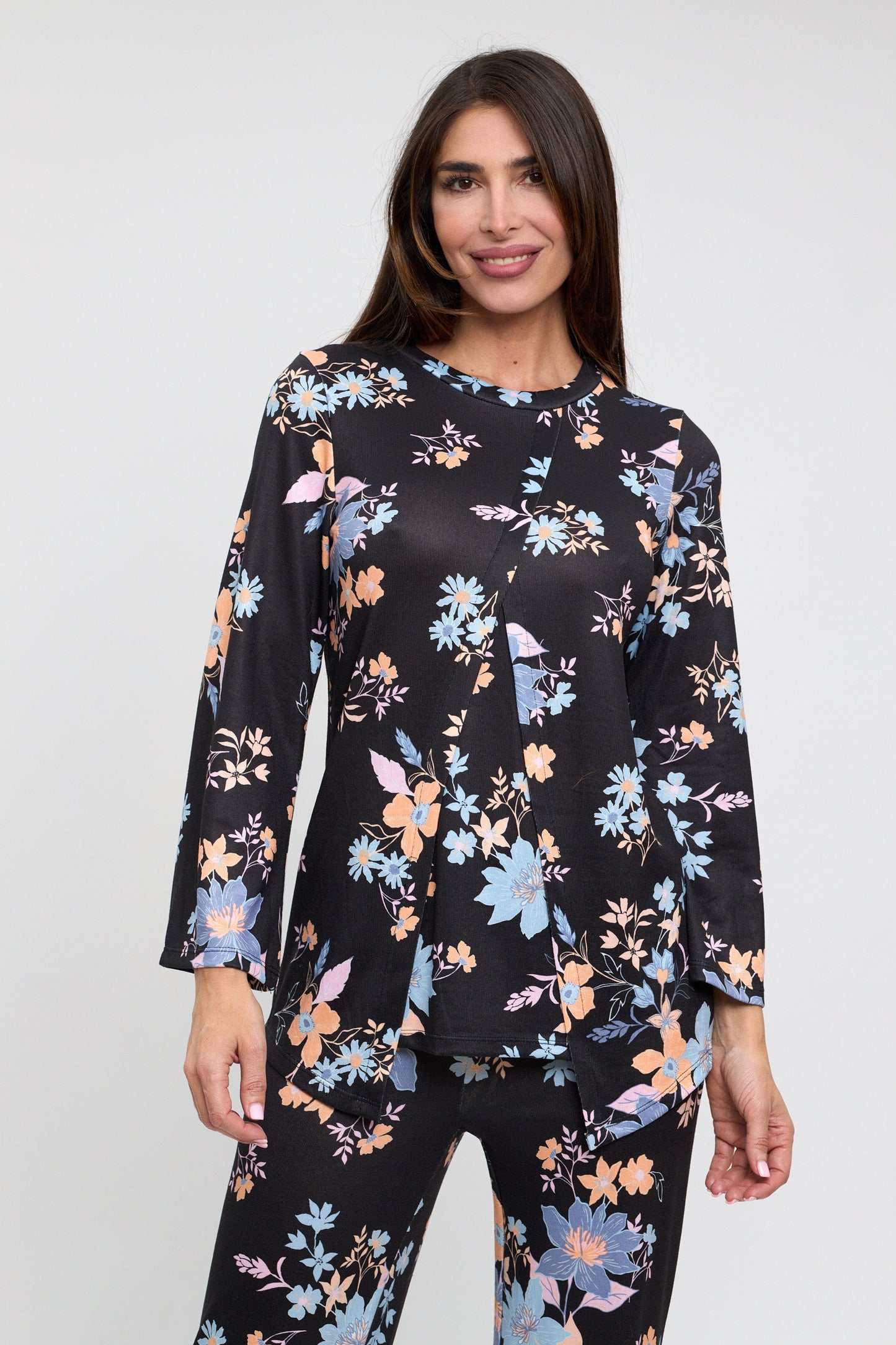 Conjunto de pantalón y jersey corte cruzado delantero japonés