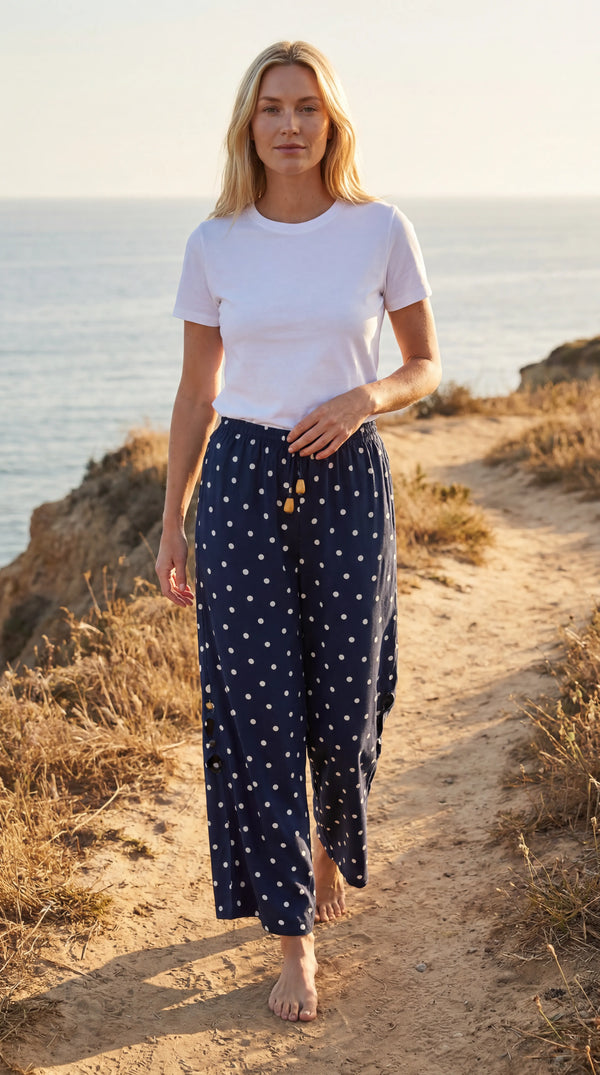 LS Midnight Polka Dot Wide Leg Trousers