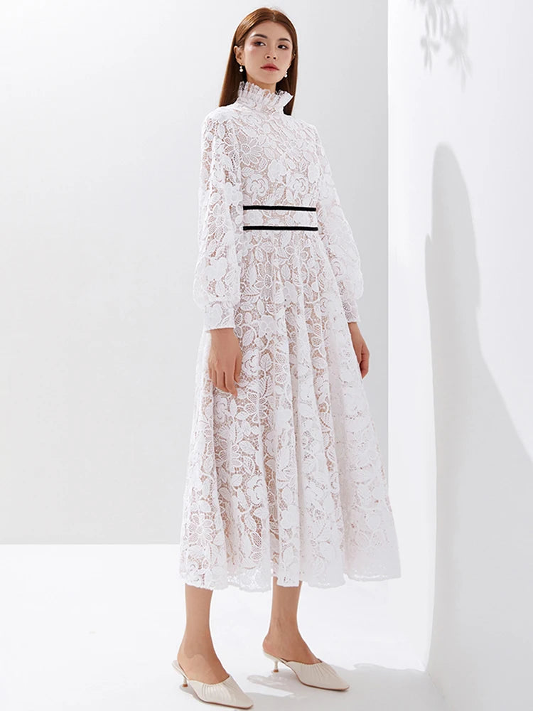 DEVCHATA Quality Women Luxury Embroidered Long Maxi Evening Dress Elegant White New Long Sleeve Evening Party Dress Vestidos