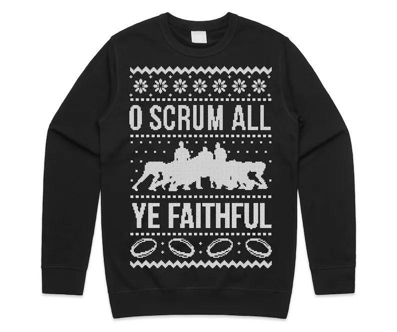 O Scrum All Ye Faithful Christmas Jumper Sweater Sweatshirt Women Men  Adults Xmas Funny Rugby Wales England Men's Sweatshirts