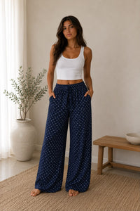 LS Midnight Polka Dot Wide Leg Trousers