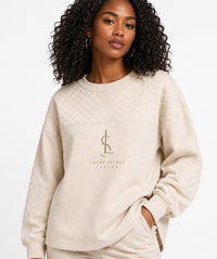 LS Aurelia Quilted-Yoke Oversized Sweatshirt — Soft Ecru