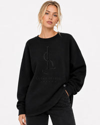 LS Nova Button-Hem Oversized Sweatshirt – Black